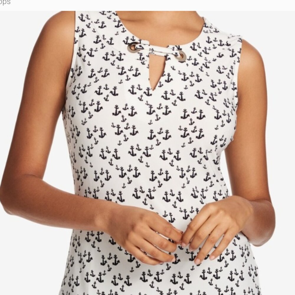 Tommy Hilfiger sleeveless white and navy blue top